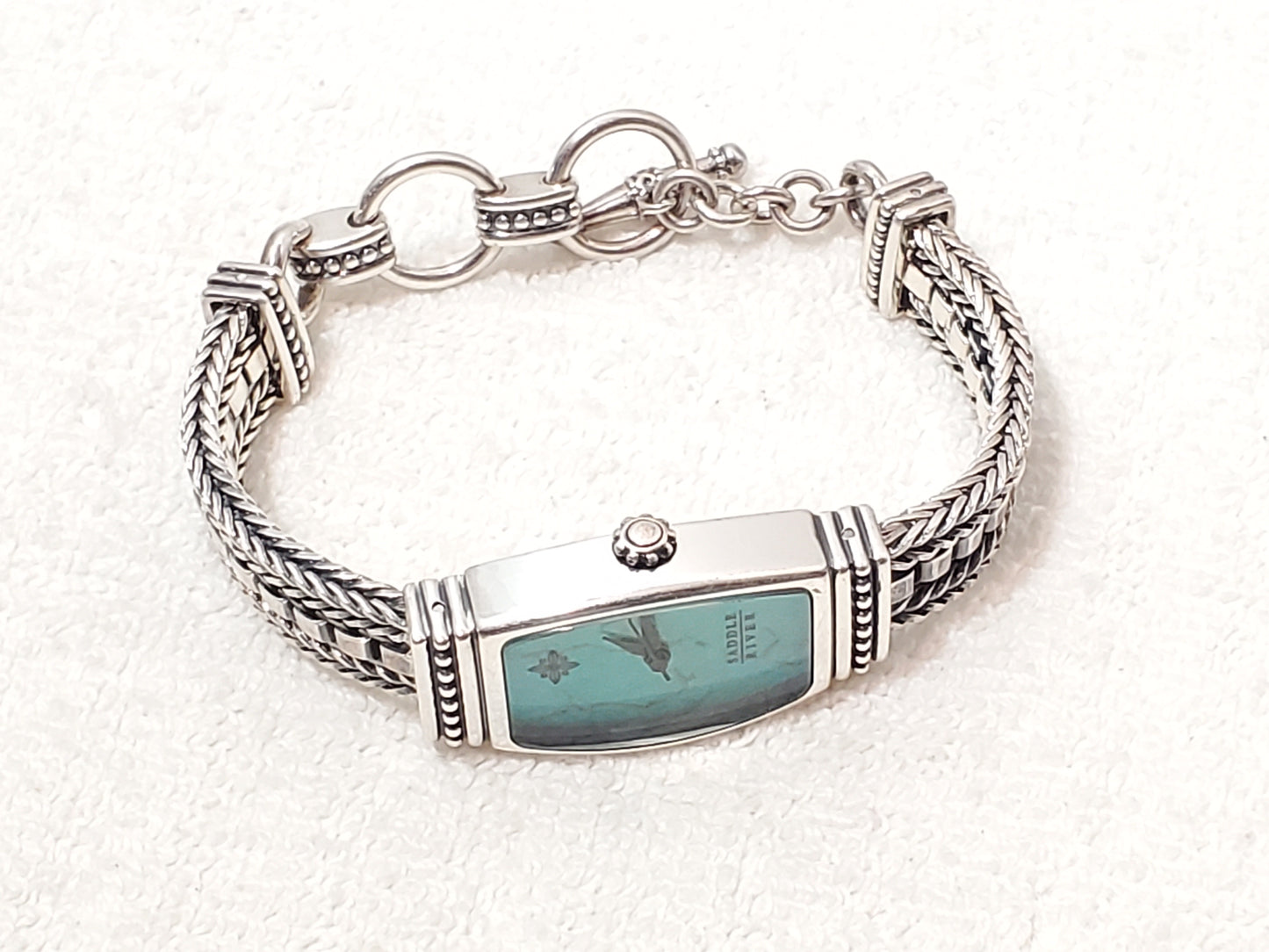 Saddle River Women’s Southwestern Quartz Watch Turquoise Matrix Dial Vintage