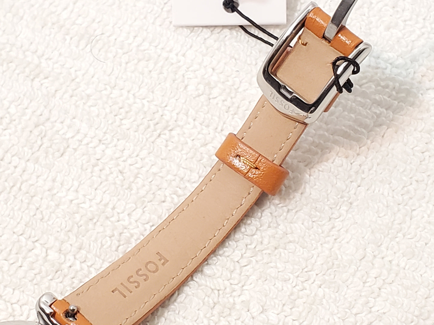 Fossil Carlie Women's Quartz Watch Blue Dial Mini Leather Gold Tone Bezel NEW