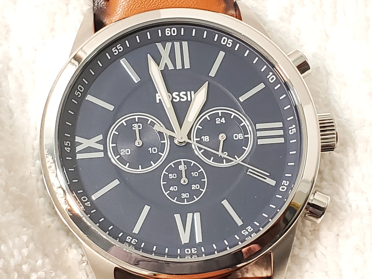 Fossil Flynn Chronograph Men's Quartz Watch Black Dial Brown Leather Strap