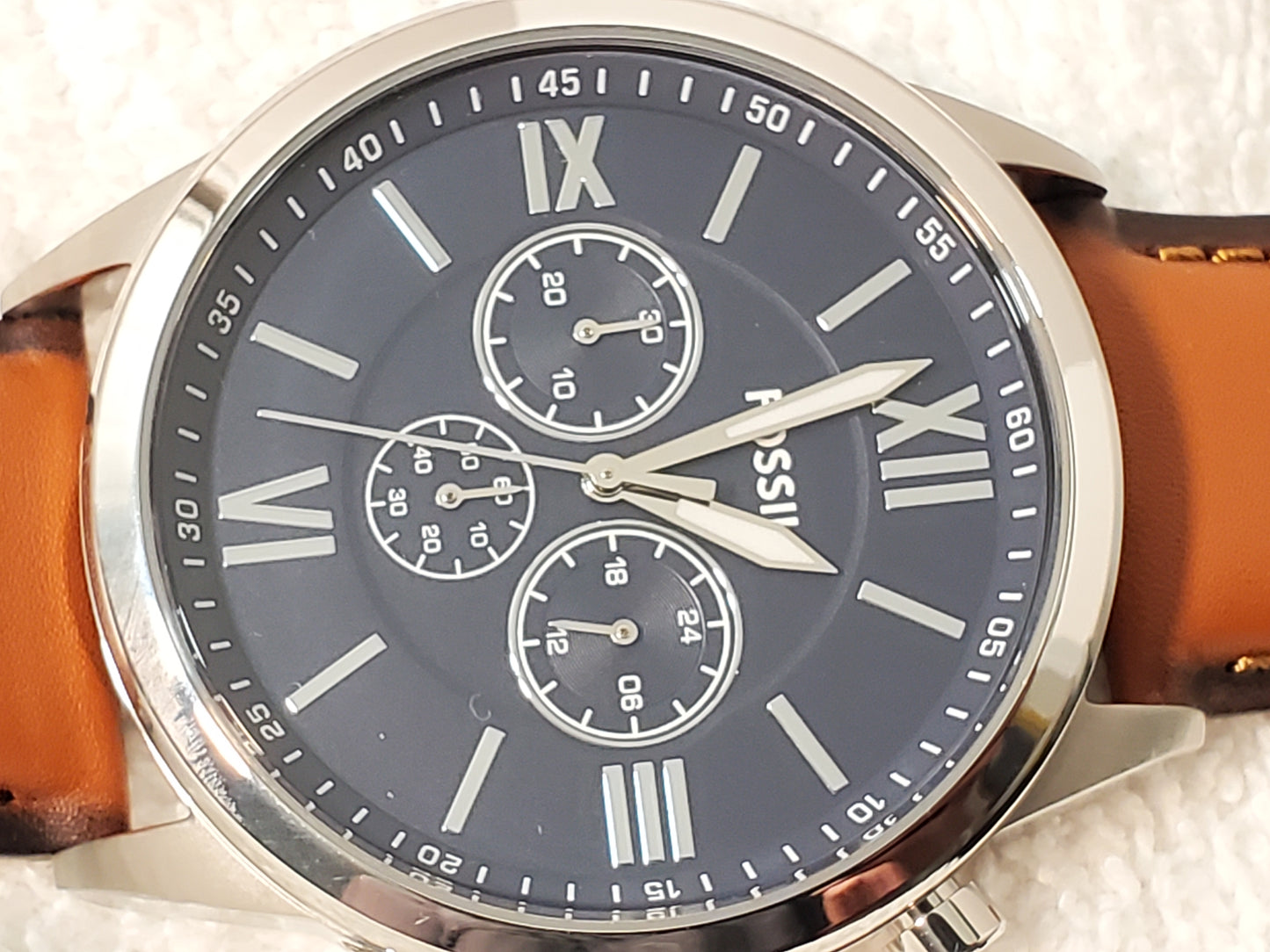 Fossil Flynn Chronograph Men's Quartz Watch Black Dial Brown Leather Strap