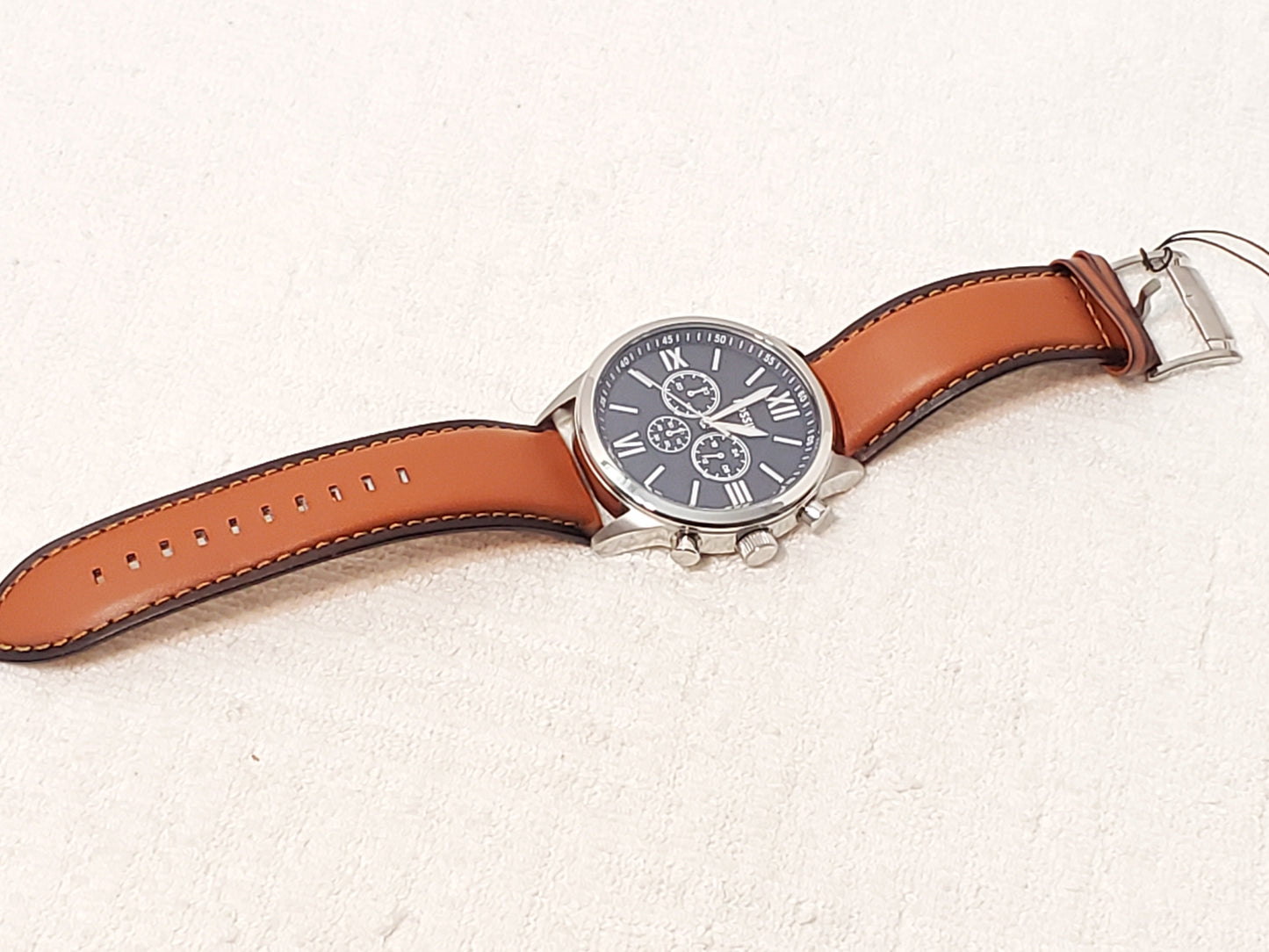 Fossil Flynn Chronograph Men's Quartz Watch Black Dial Brown Leather Strap
