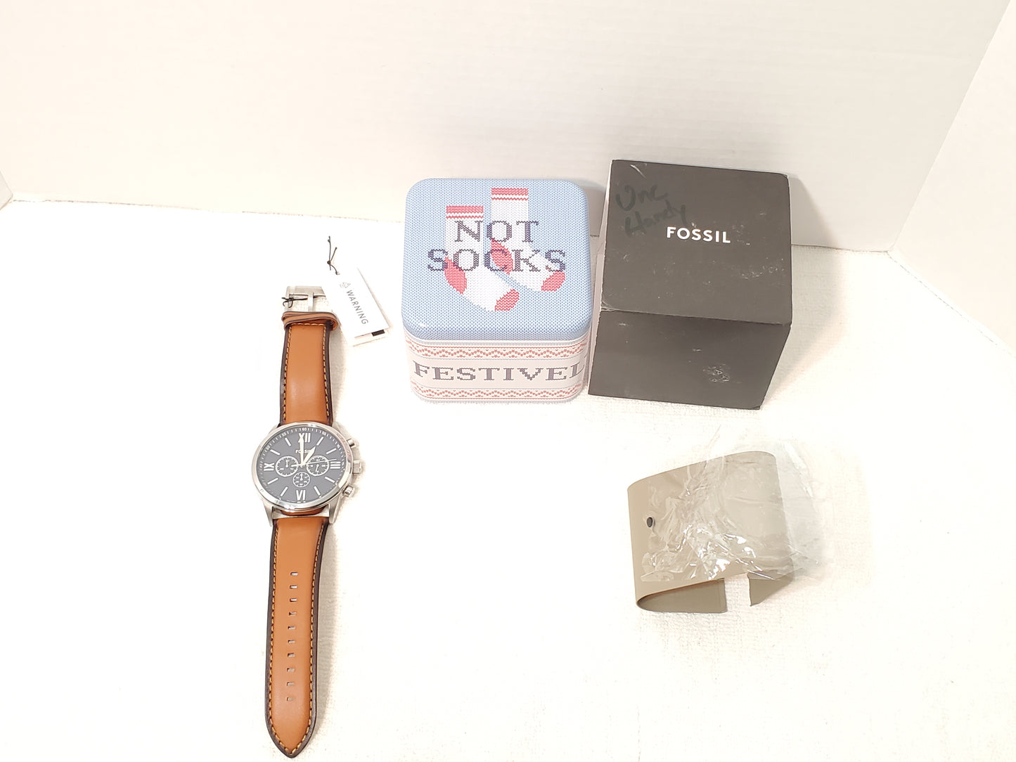 Fossil Flynn Chronograph Men's Quartz Watch Black Dial Brown Leather Strap