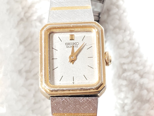 Vintage Seiko Ladies Tank Dress Watch Five Jewels Gold Plated Stainless Steel