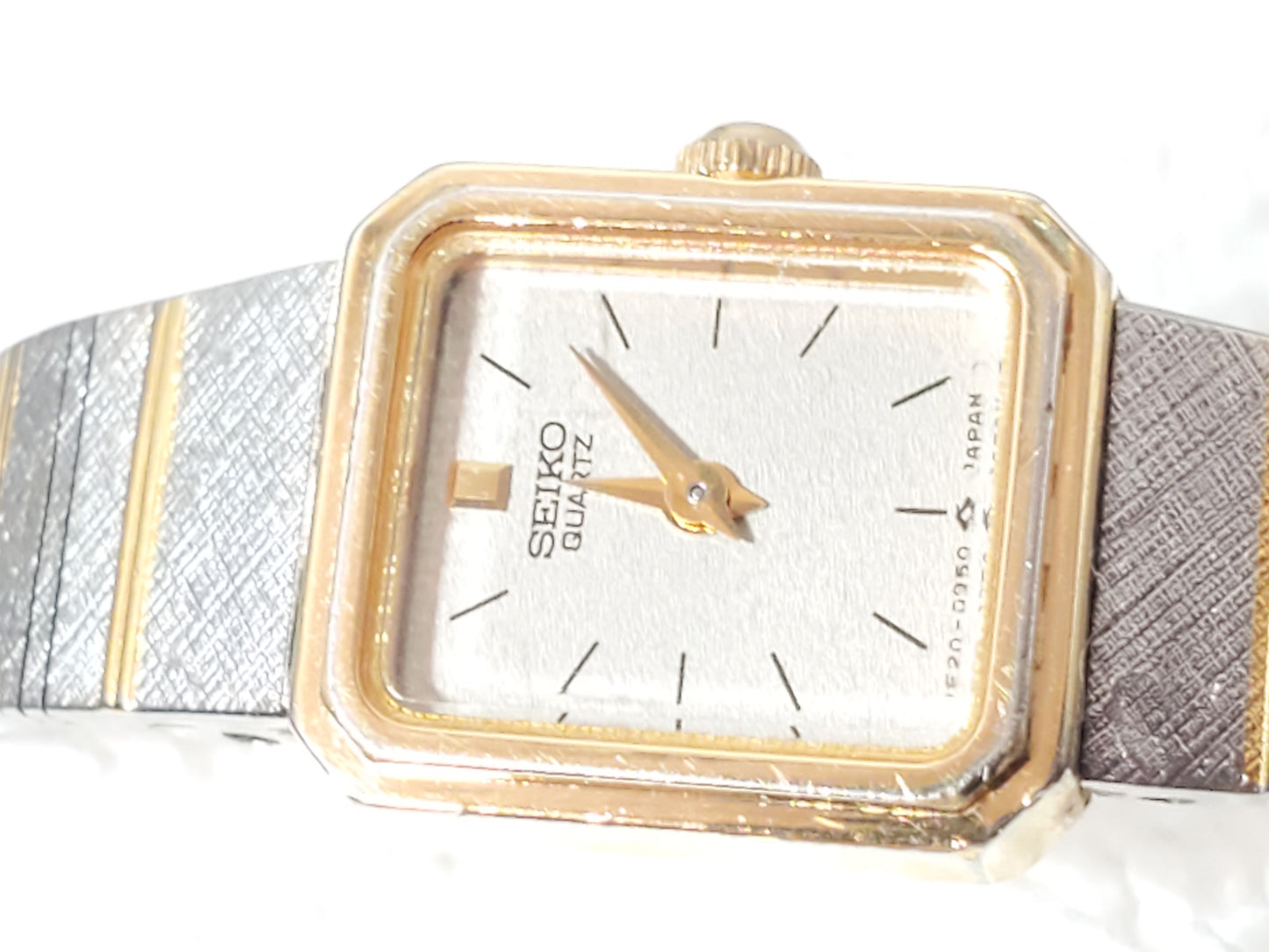 Vintage Seiko Ladies Tank Dress Watch Five Jewels Gold Plated Stainless Steel
