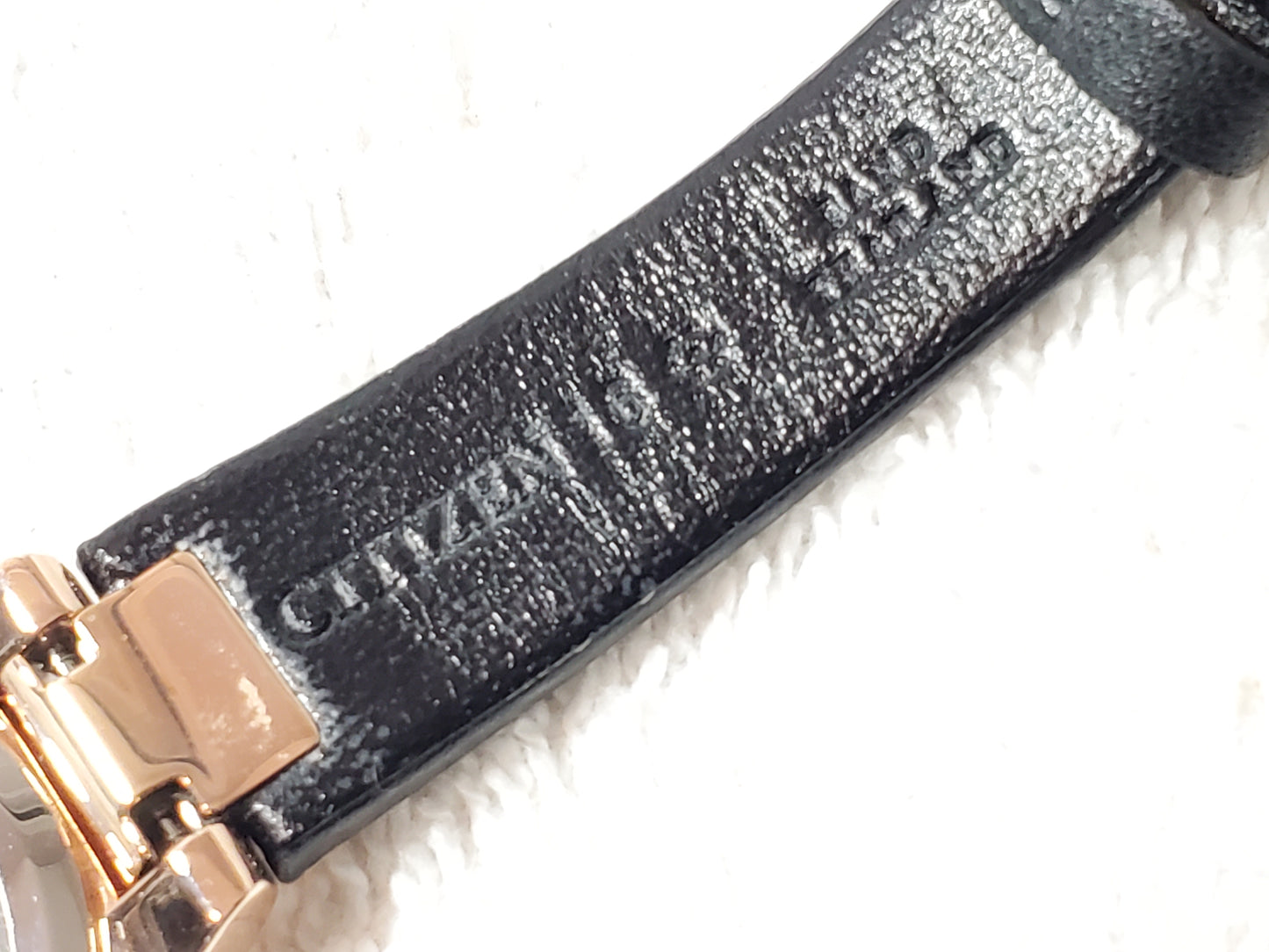 Citizen Eco Drive Axiom Rose Gold Tone Women's Watch Black Dial Leather Strap