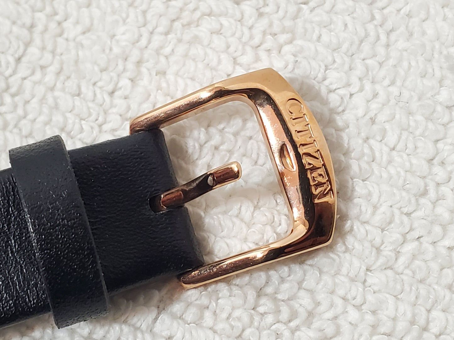 Citizen Eco Drive Axiom Rose Gold Tone Women's Watch Black Dial Leather Strap
