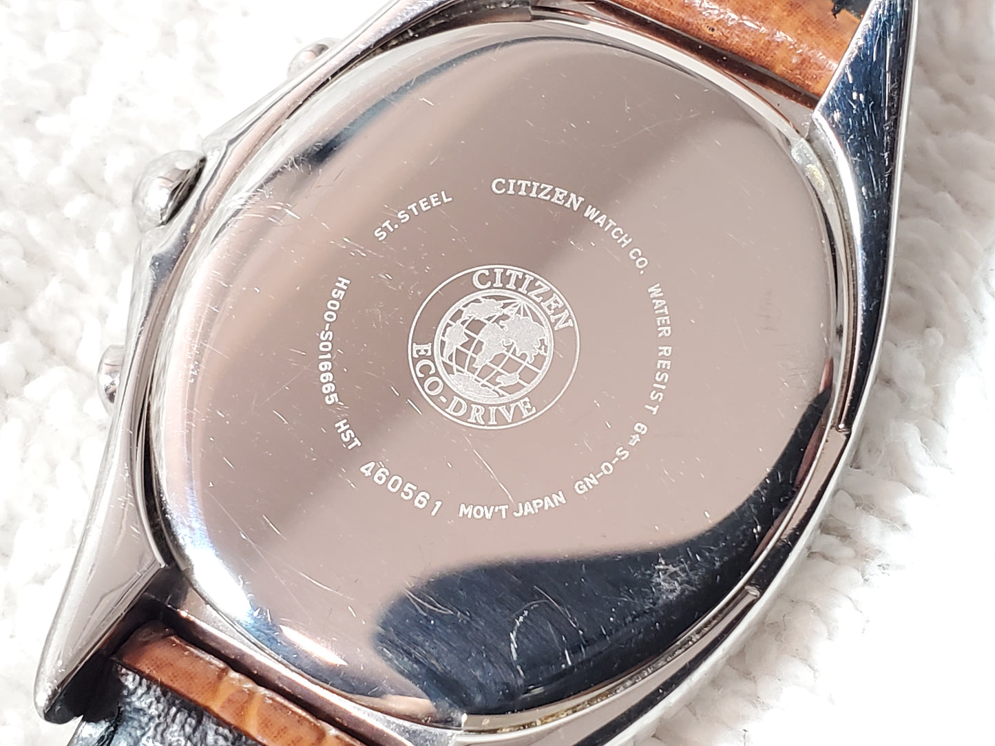 Vintage Citizen Eco Drive Women's Date Mother Pearl Dial Watch Leather Strap