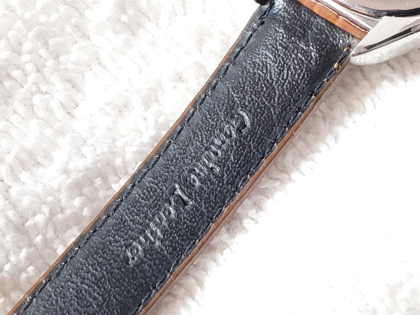 Vintage Citizen Eco Drive Women's Date Mother Pearl Dial Watch Leather Strap