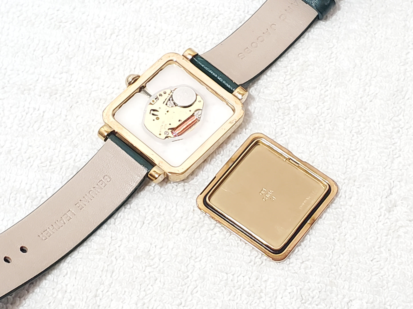 Marc Jacobs Vic MJ1492 Tank Gold Tone Women's Watch Green Leather Strap