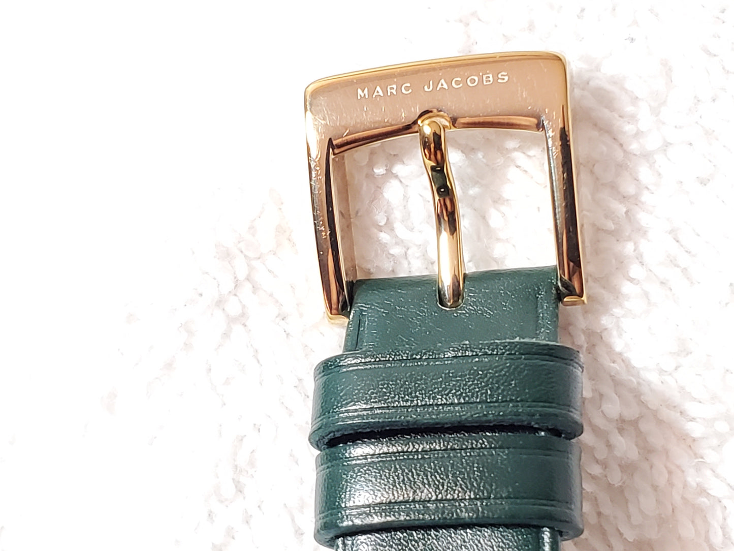 Marc Jacobs Vic MJ1492 Tank Gold Tone Women's Watch Green Leather Strap