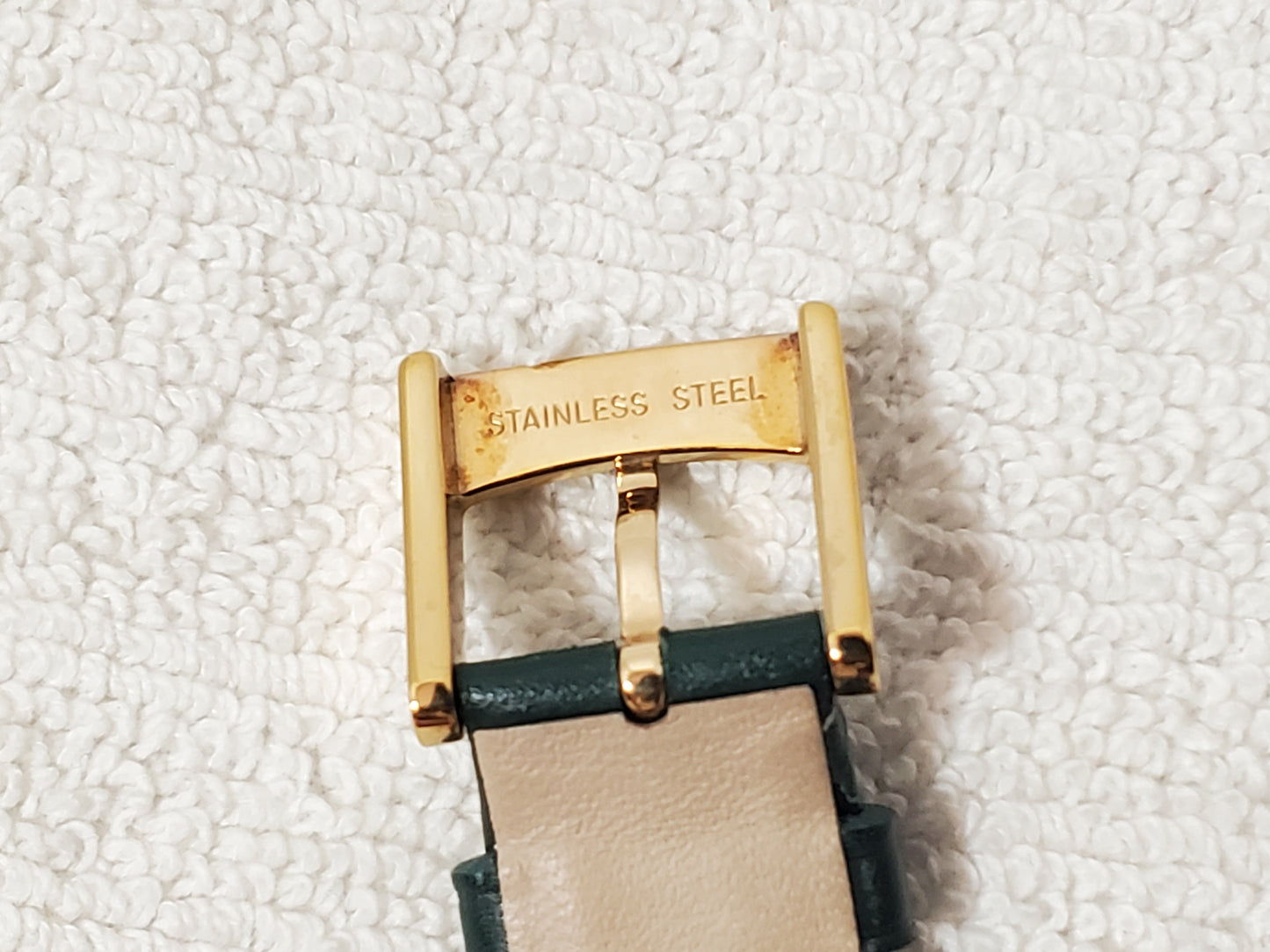 Marc Jacobs Vic MJ1492 Tank Gold Tone Women's Watch Green Leather Strap
