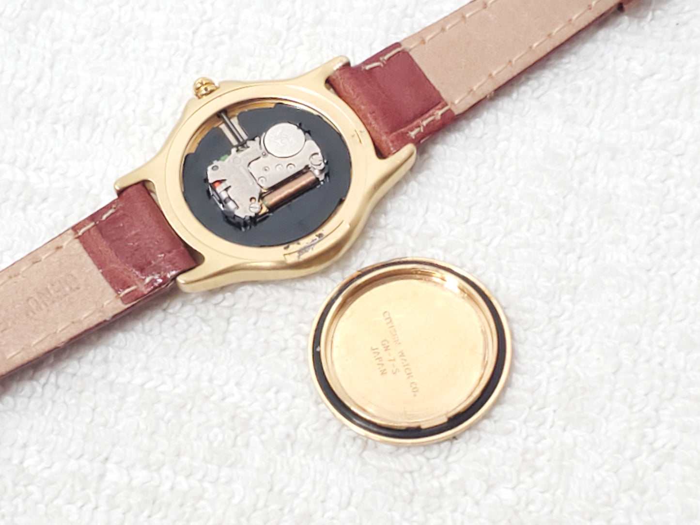 Vintage Citizen Noblia 12 Meter Gold Plated Women's Watch Brown Leather Strap