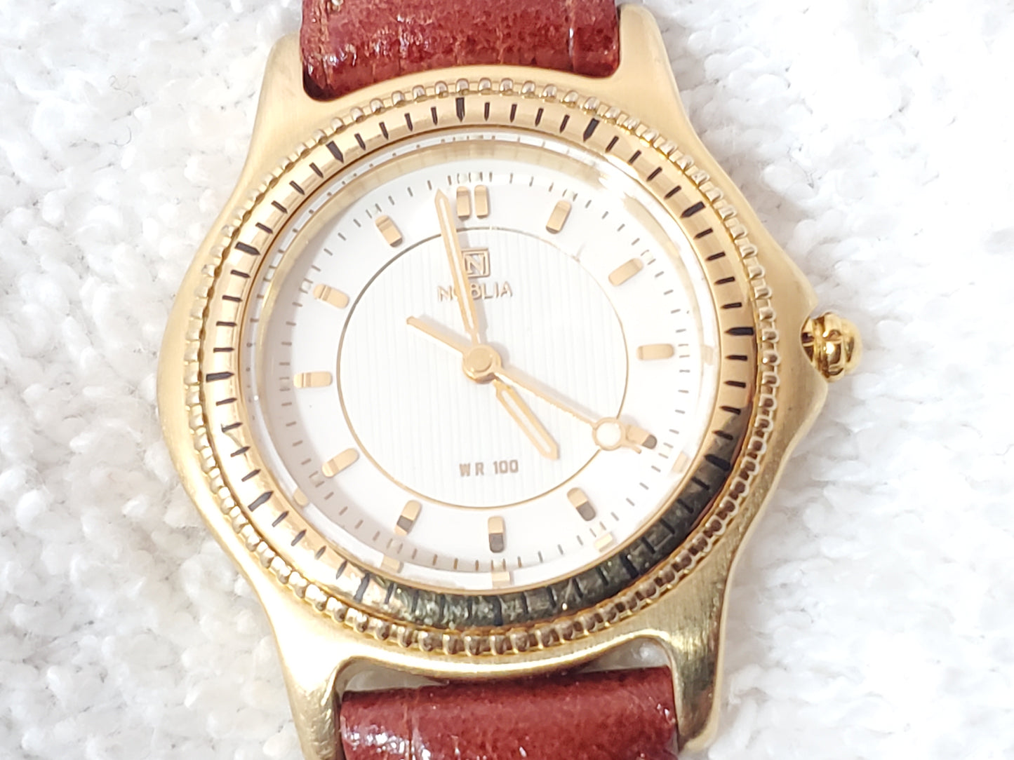 Vintage Citizen Noblia 12 Meter Gold Plated Women's Watch Brown Leather Strap