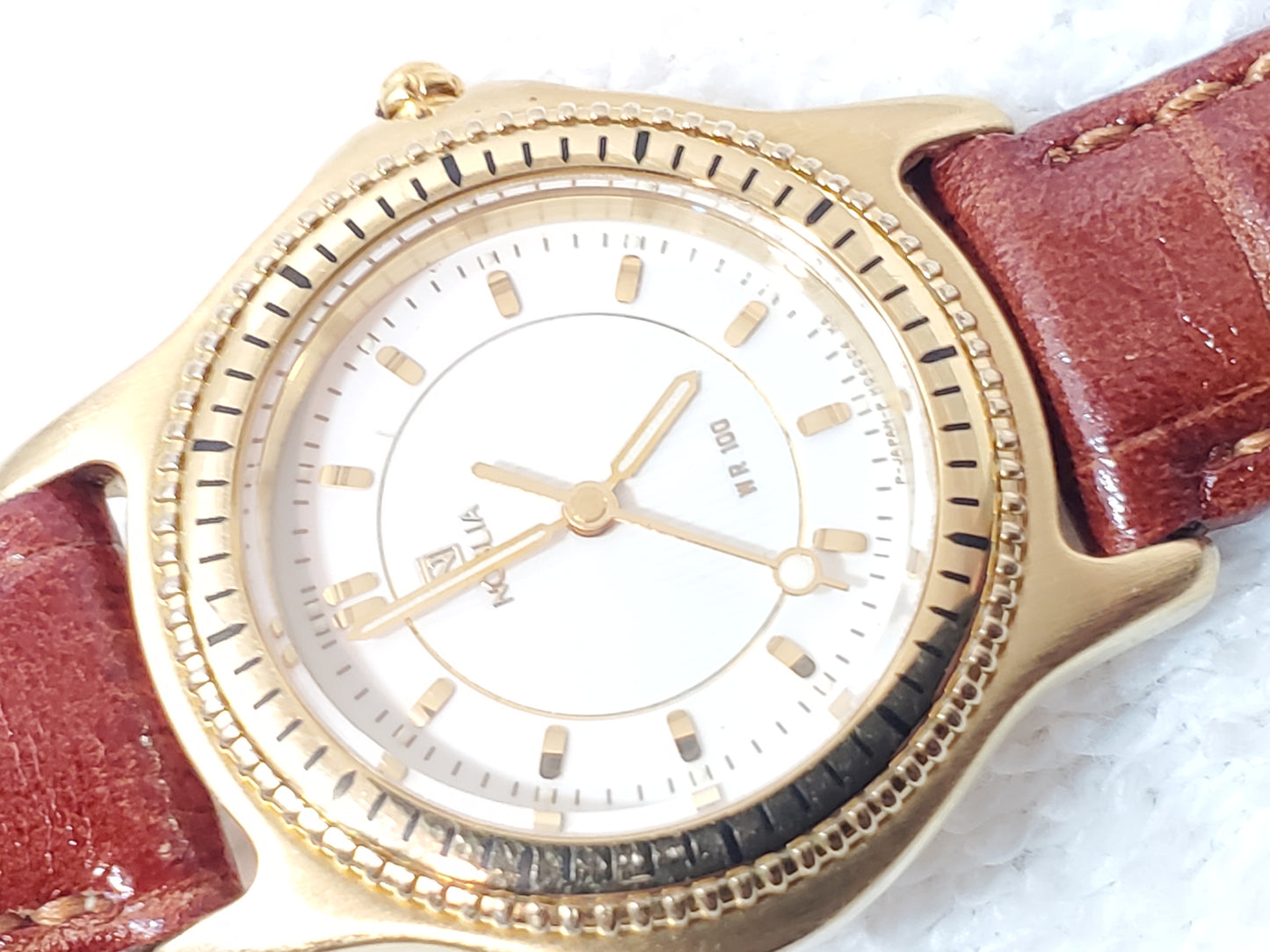 Vintage Citizen Noblia 12 Meter Gold Plated Women's Watch Brown Leather Strap