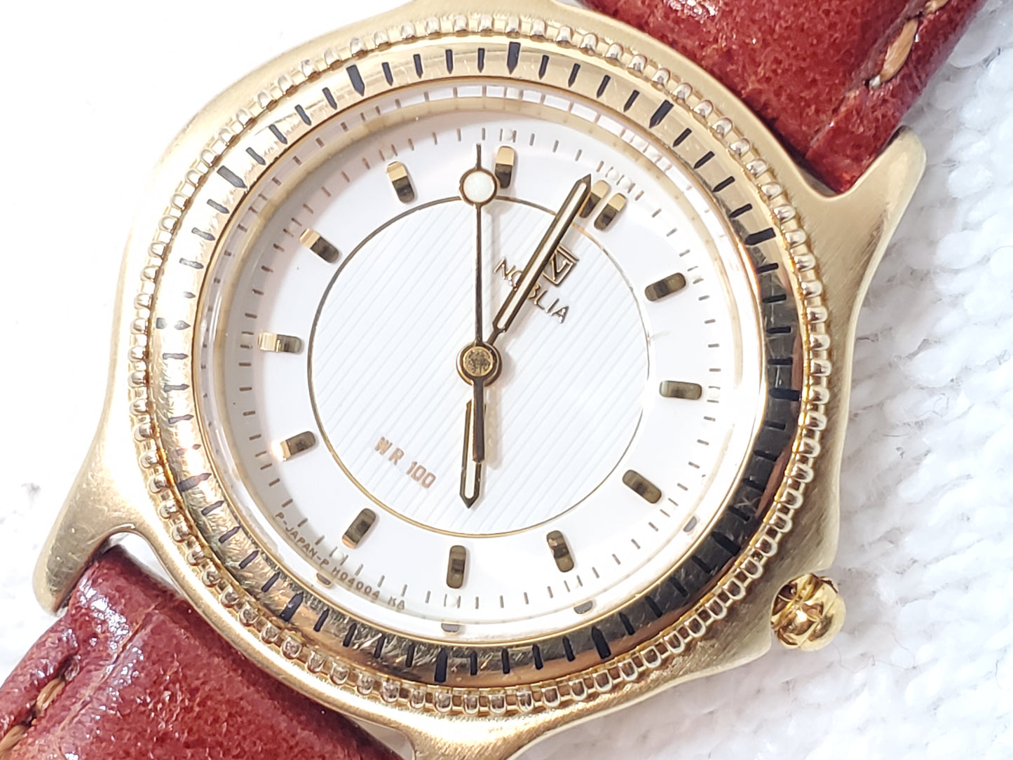 Vintage Citizen Noblia 12 Meter Gold Plated Women's Watch Brown Leather Strap