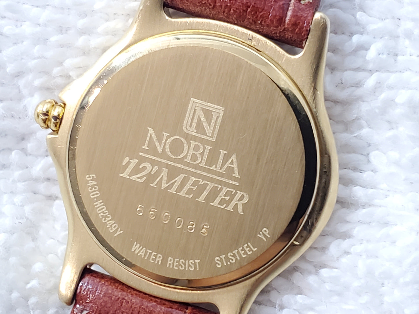 Vintage Citizen Noblia 12 Meter Gold Plated Women's Watch Brown Leather Strap