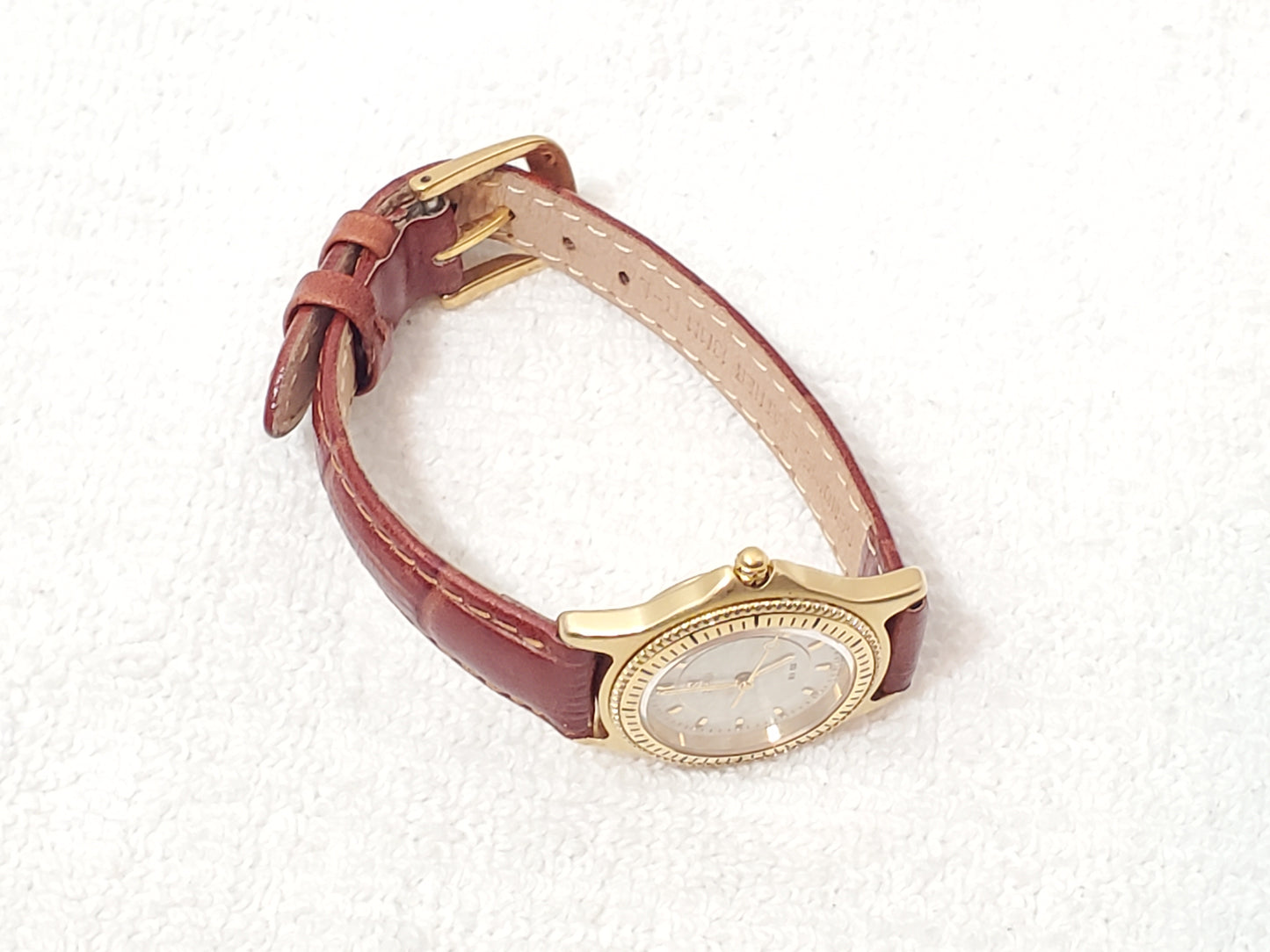 Vintage Citizen Noblia 12 Meter Gold Plated Women's Watch Brown Leather Strap