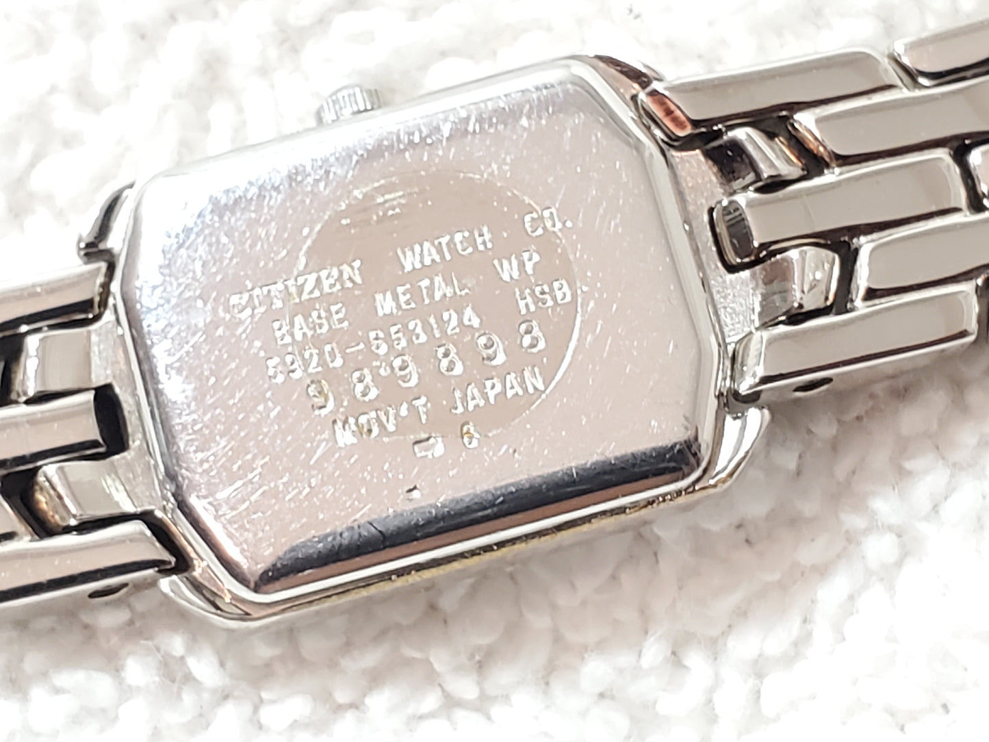 Vintage Citizen Tank Women's White Dial Stainless Steel Watch Roman Numerals