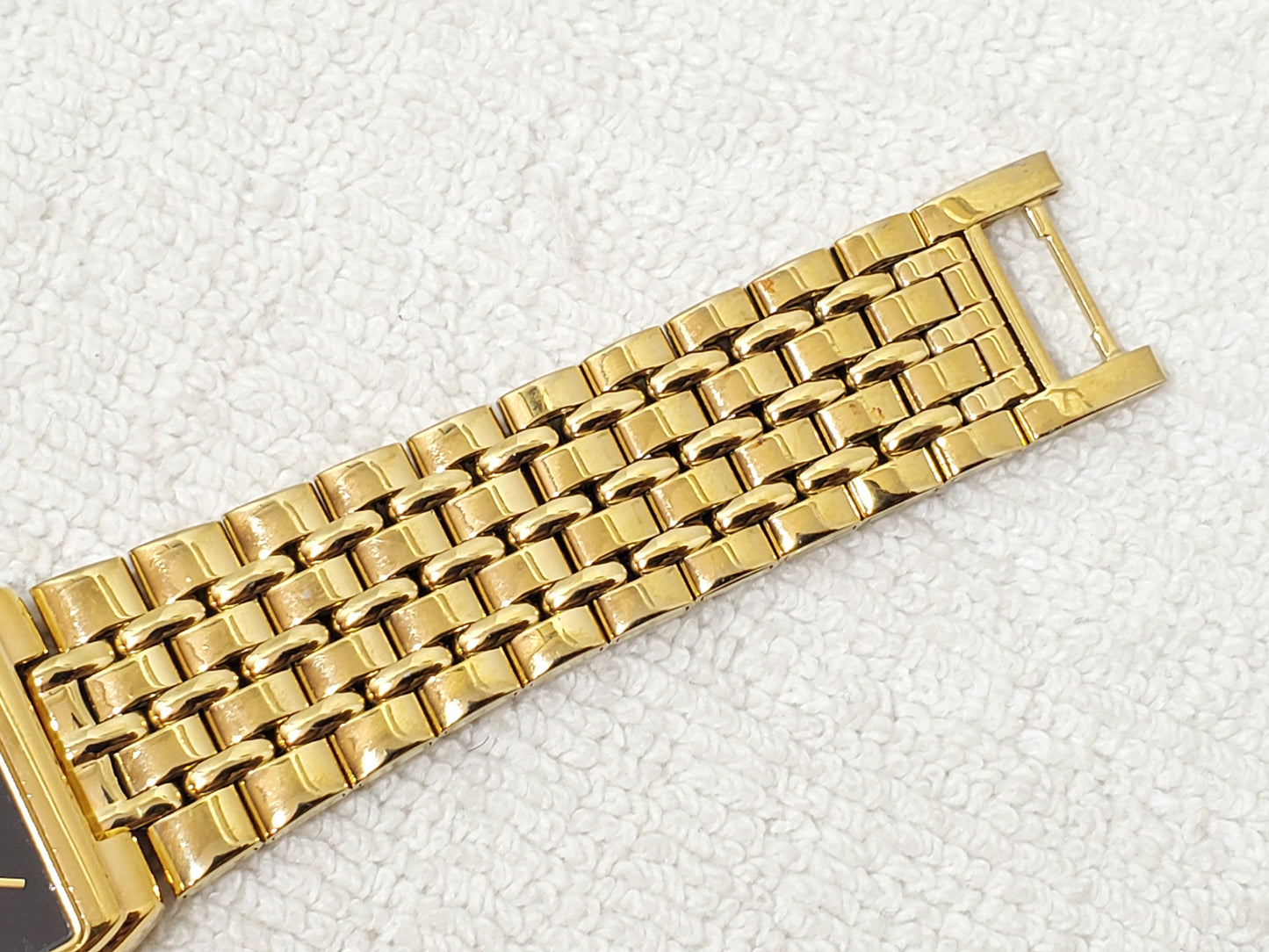 Vintage Seiko Men's Date Tank Quartz Watch Gold Plated Black Dial One Jewel