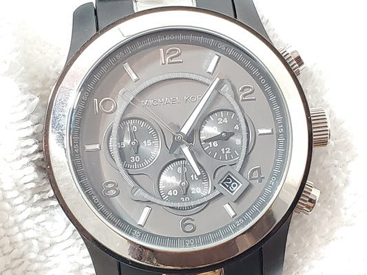 Michael Kors Men’s Chronograph Date Quartz Watch Black Silver Stainless Steel