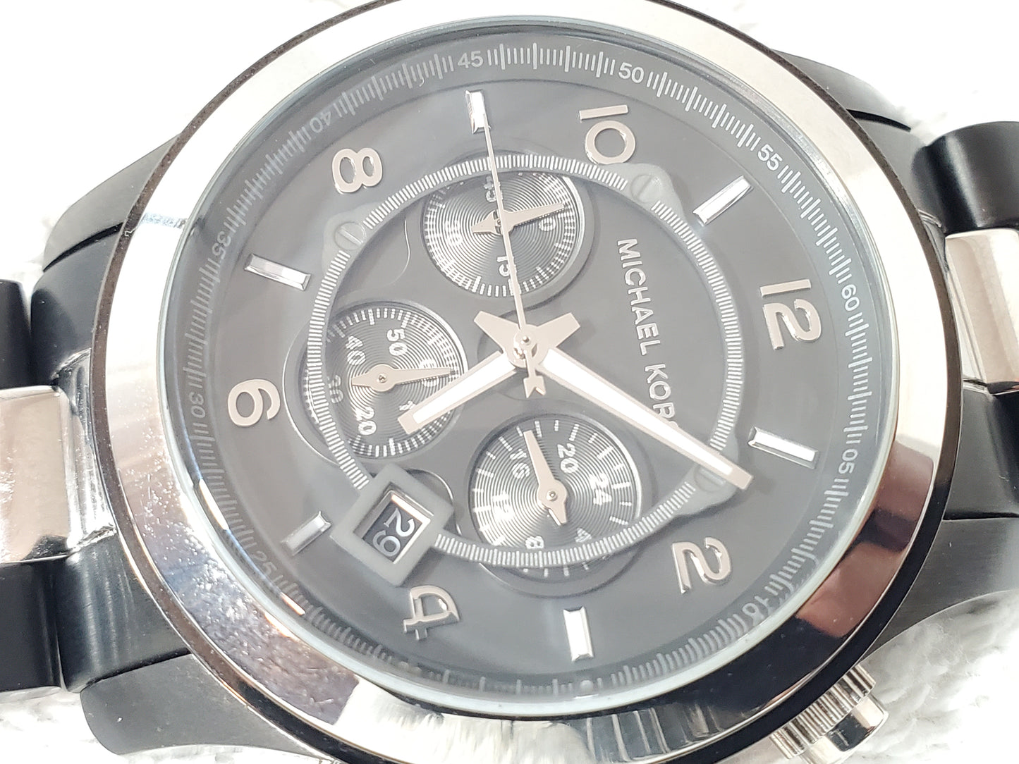Michael Kors Men’s Chronograph Date Quartz Watch Black Silver Stainless Steel