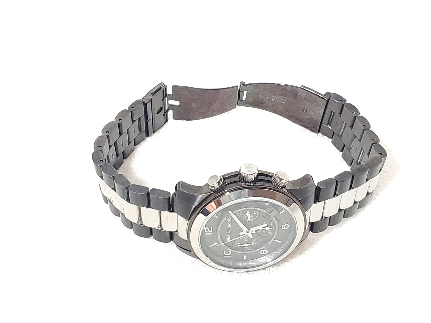 Michael Kors Men’s Chronograph Date Quartz Watch Black Silver Stainless Steel