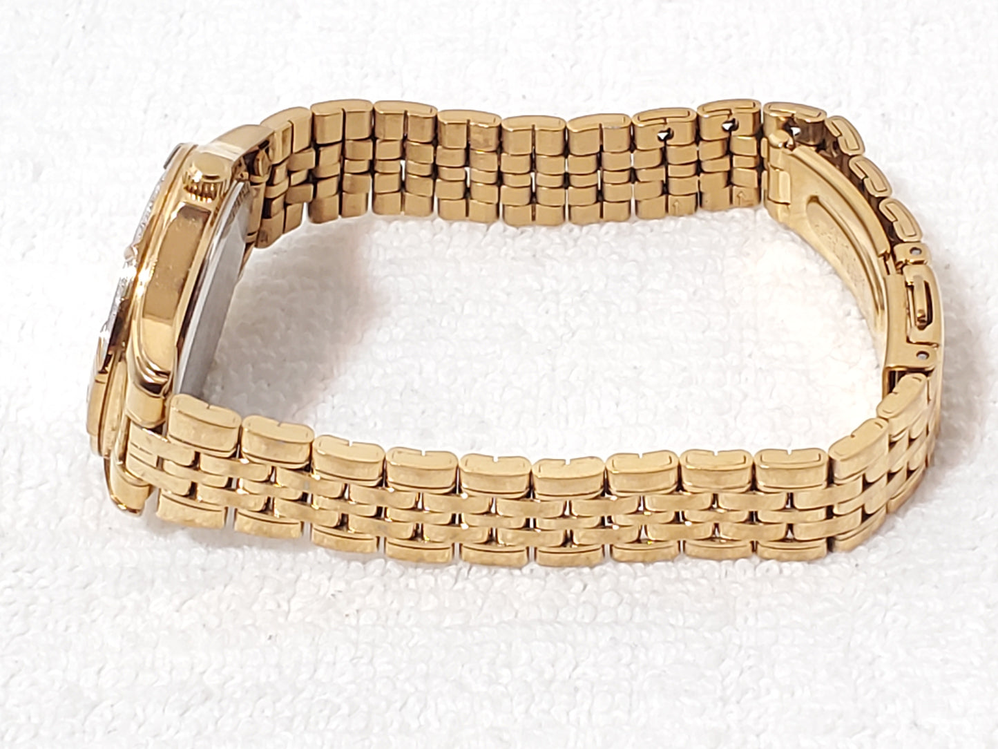 Seiko Women’s Date Quartz Watch Swarovski Crystal Gold Tone Roman Numerals