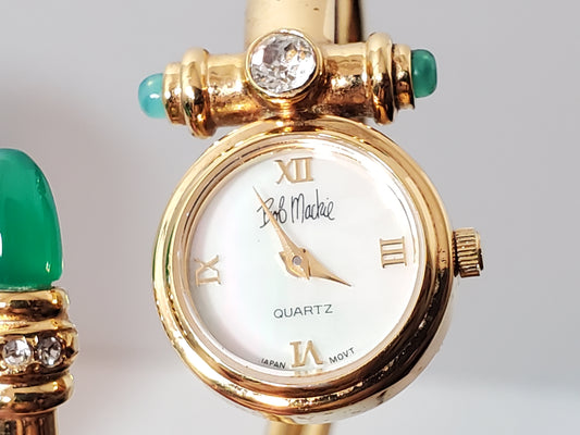 Bob Mackie Women's Vintage Quartz Gold Plated Quartz Watch Mother Pearl Dial