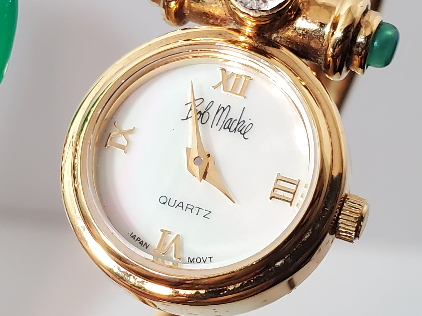 Bob Mackie Women's Vintage Quartz Gold Plated Quartz Watch Mother Pearl Dial