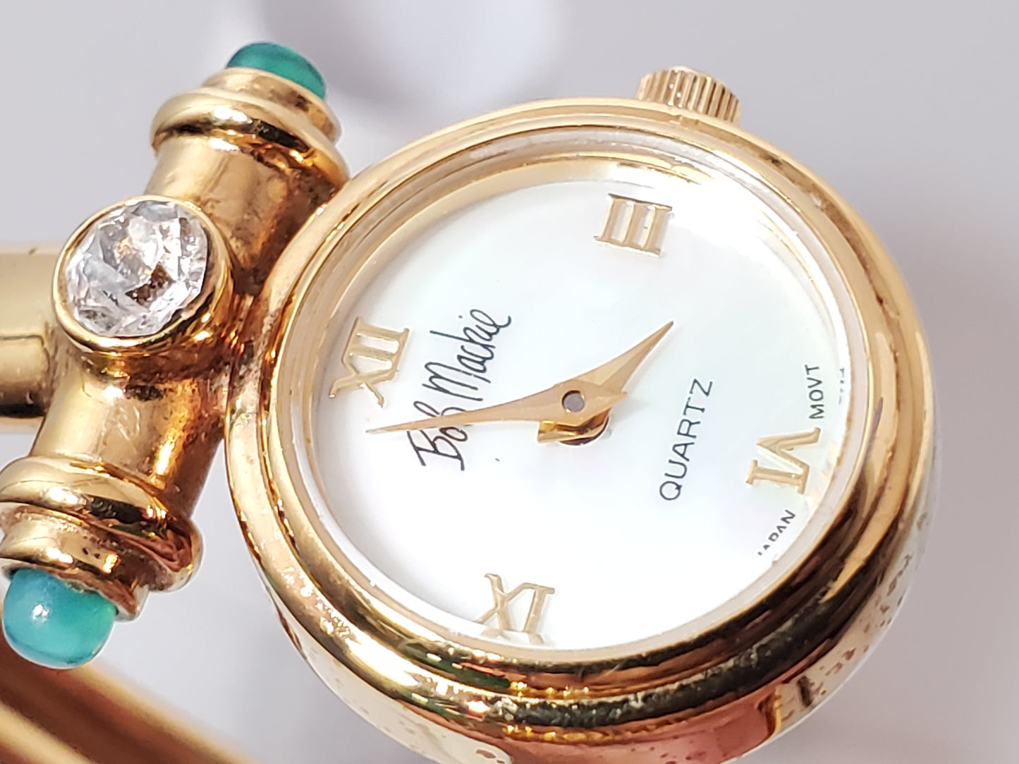 Bob Mackie Women's Vintage Quartz Gold Plated Quartz Watch Mother Pearl Dial