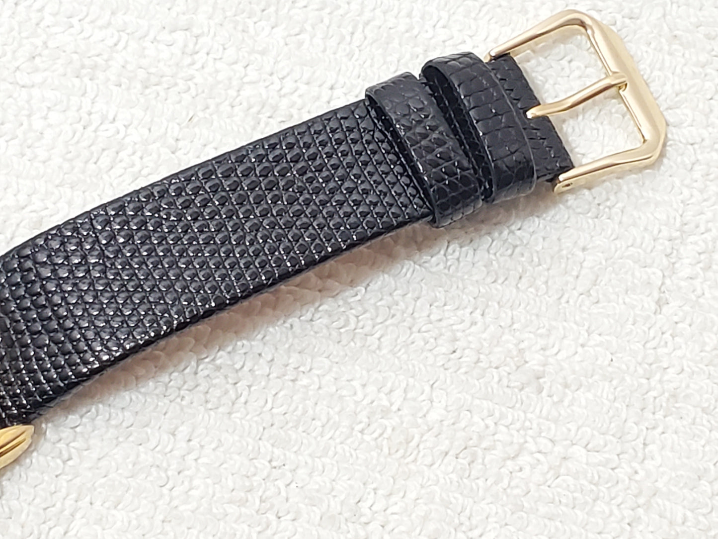 Vintage Citizen Men's Day Date Month Gold Plated Quartz Watch Black Leather Band