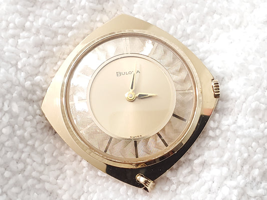 Vintage Bulova Swiss Women's Pendant Wind Up Watch 17 Jewels Microns Gold Plated
