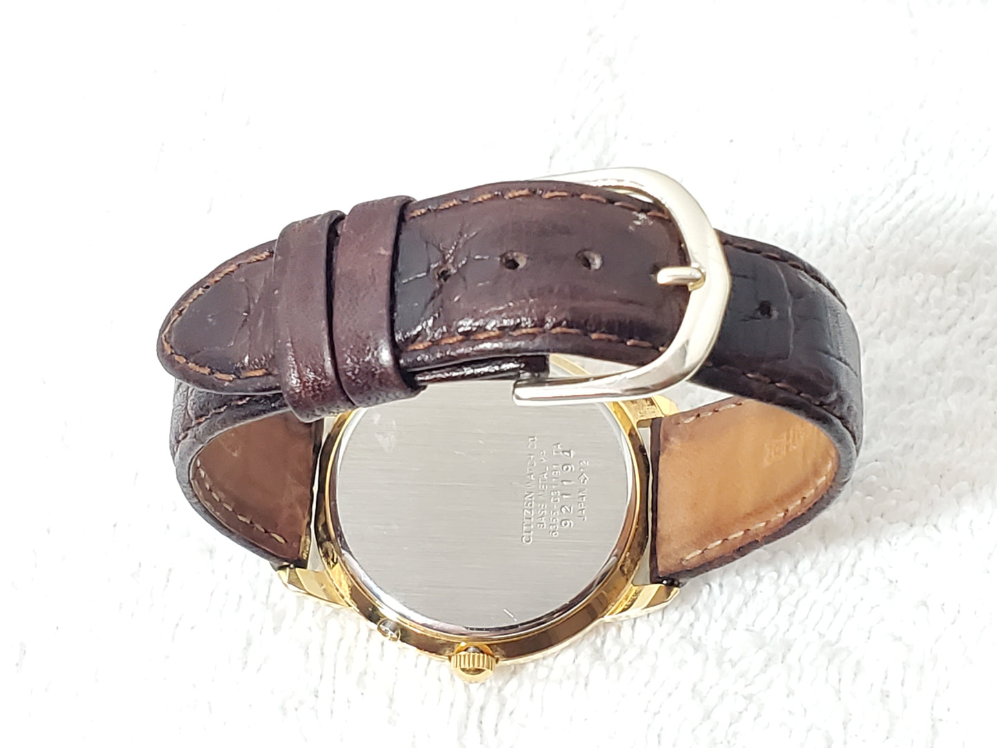 Citizen Men's Triple Calendar Vintage Watch Roman Numerals Gold Plated Leather