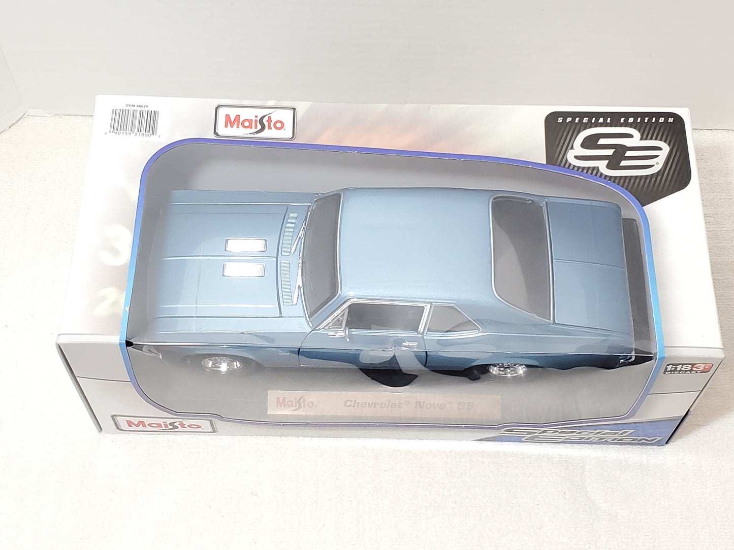 Maisto Special Edition 1970 Chevrolet Nova SS Coupe 1:18 Scale Light Blue New
