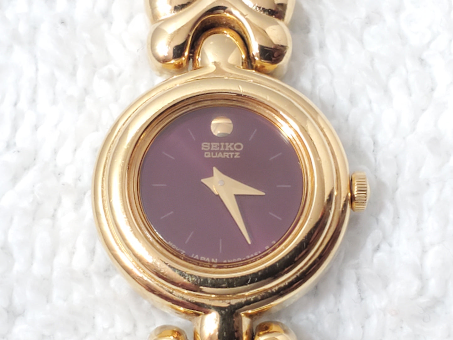 Vintage Seiko Ladies Dress Quartz Watch Burgundy Museum Dial Gold Plated