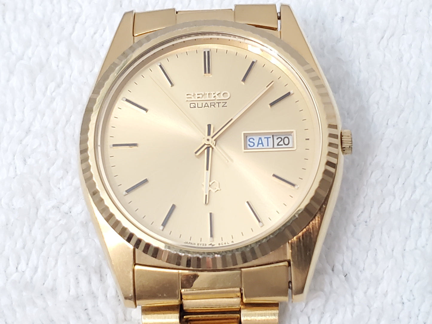 Vintage Seiko SQ Men's Presidential Watch Gold Tone Day Date Watch 1 Jewel