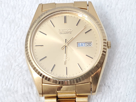 Vintage Seiko SQ Men's Presidential Watch Gold Tone Day Date Watch 1 Jewel