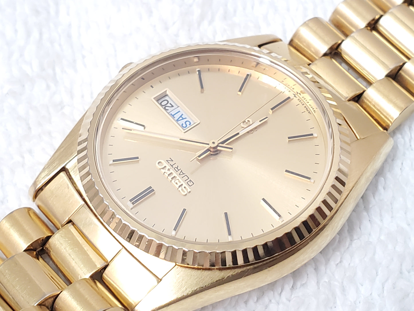Vintage Seiko SQ Men's Presidential Watch Gold Tone Day Date Watch 1 Jewel