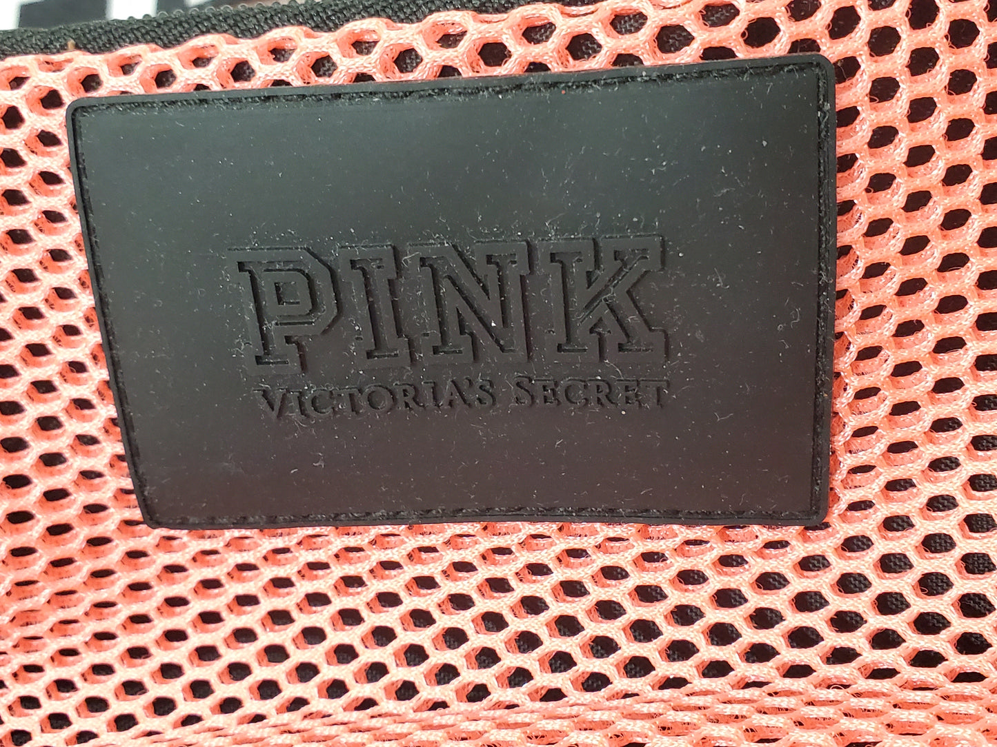 Victoria's Secret PINK Mesh Belt Bag Fanny Pack Strap Black White 2 Zippers NEW