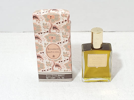 Vintage Jean D'Albret ECUSSON Bath Oil 1 oz / 30ml French Perfume With Box Full
