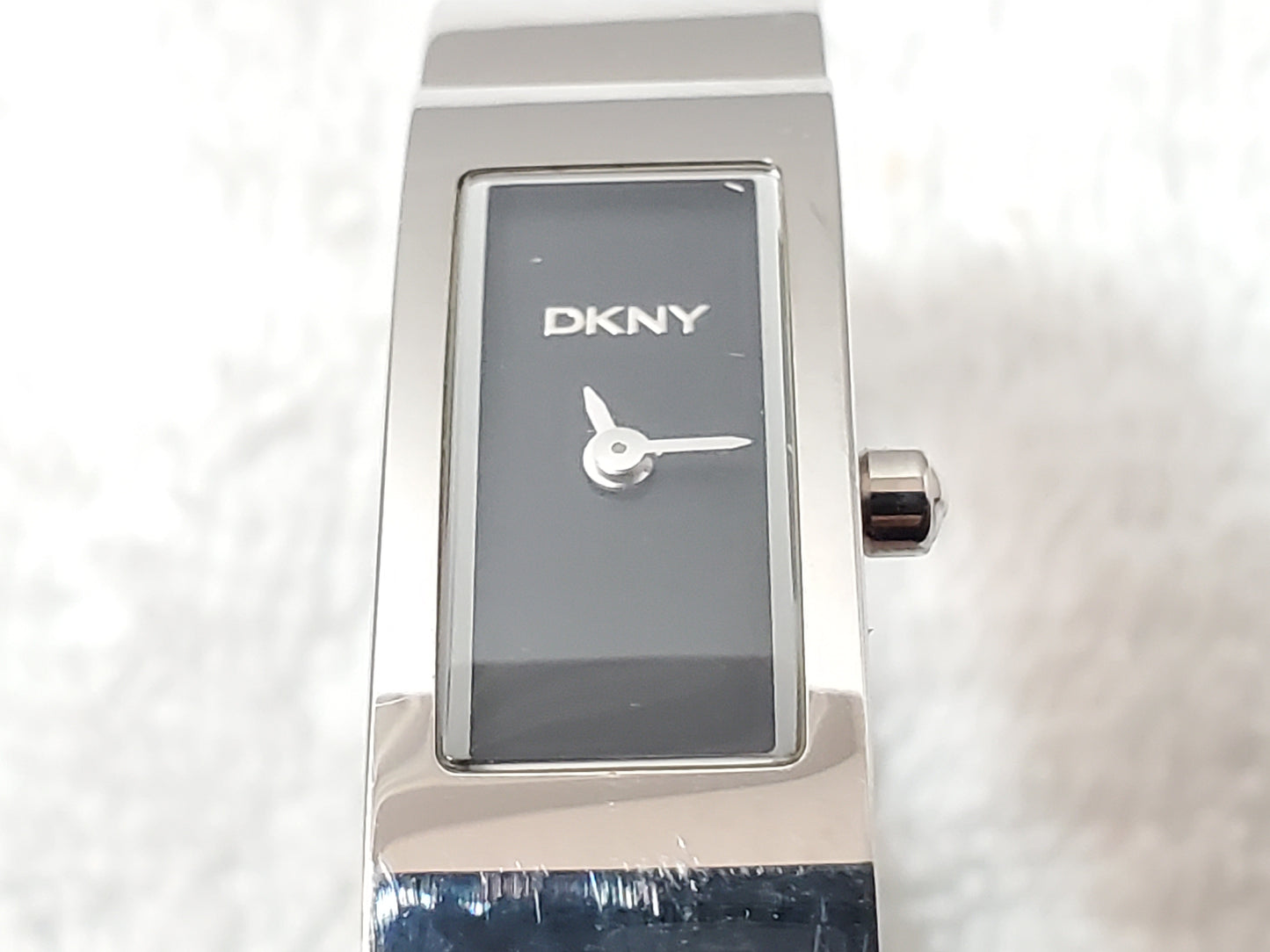 DKNY NY-3251 Women's Stainless Steel Bangle Cuff Watch 7 Jewels Black Dial Women