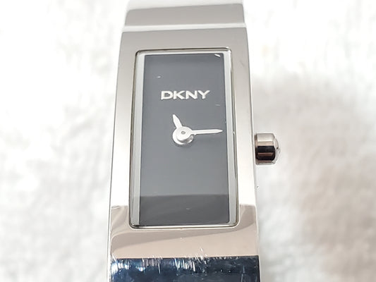DKNY NY-3251 Women's Stainless Steel Bangle Cuff Watch 7 Jewels Black Dial Women
