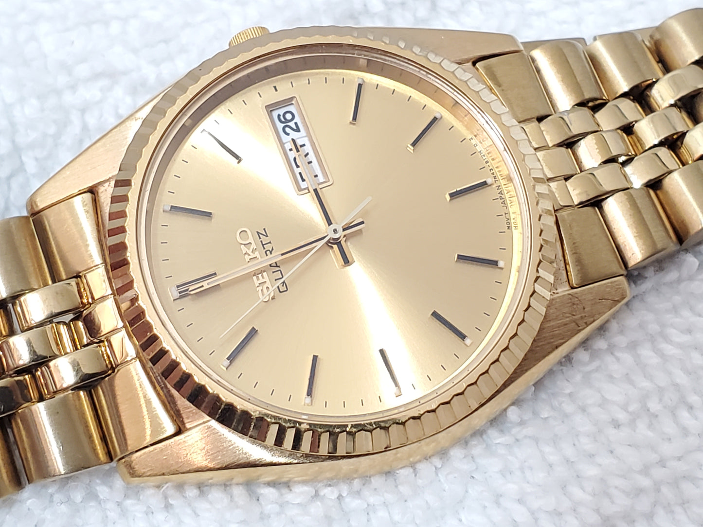 Vintage Seiko Men's Presidential Gold Tone Day Date Quartz Watch One Jewel