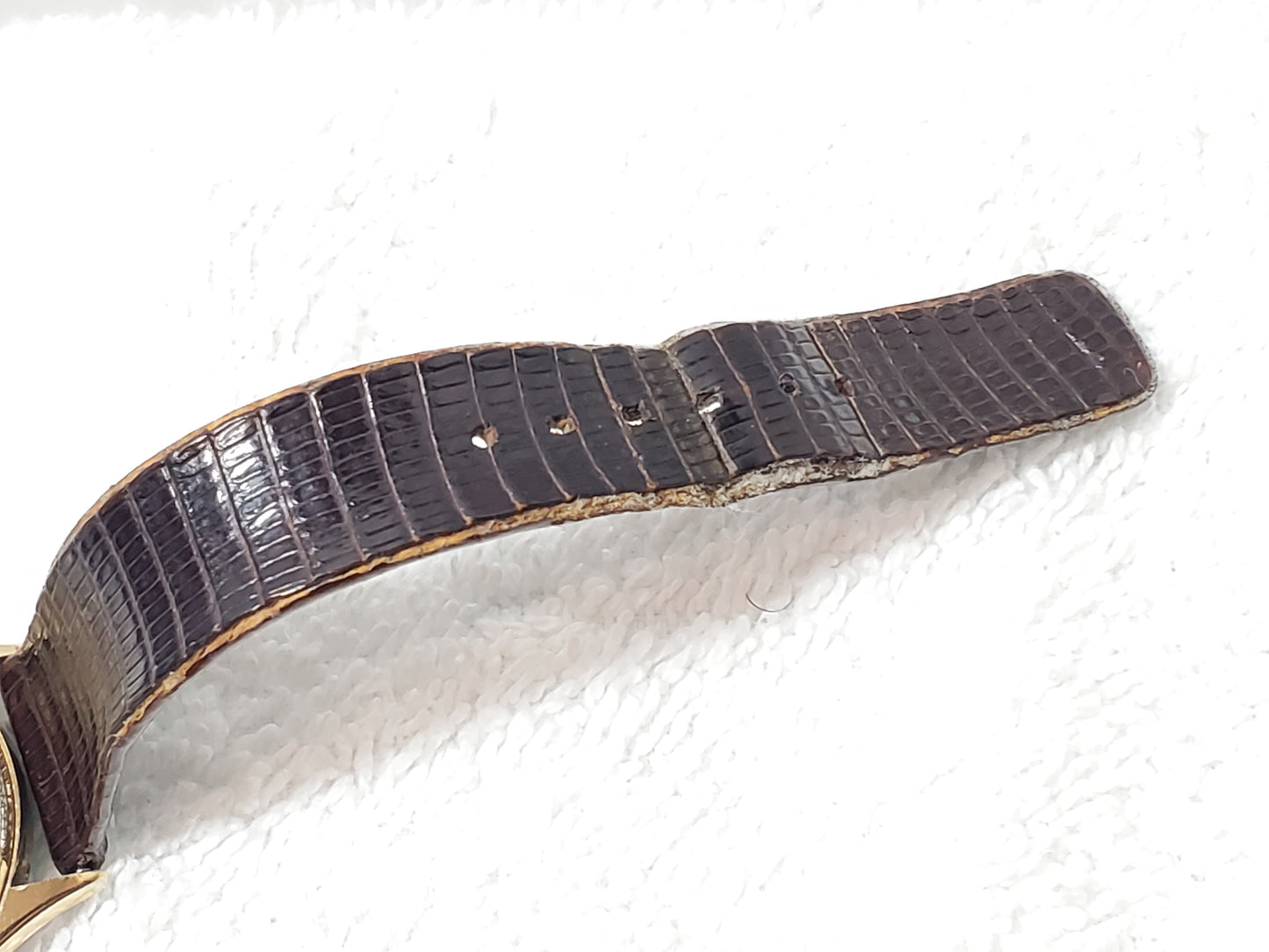 Vintage Seiko 1980's Gold Plated Women's Watch Diamond Dial 7 Jewels Leather