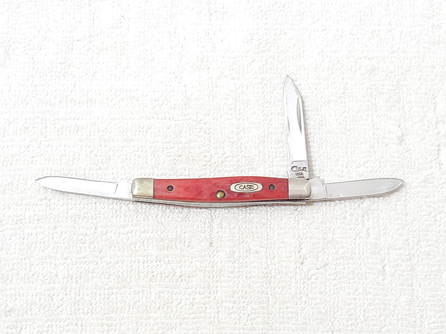 Vintage 1980's Case XX DR6333 SS Smal Stockman Pocket Knife Red Bone 3 Blade
