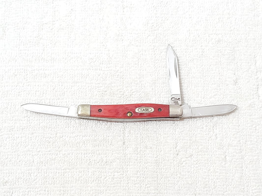Vintage 1980's Case XX DR6333 SS Smal Stockman Pocket Knife Red Bone 3 Blade