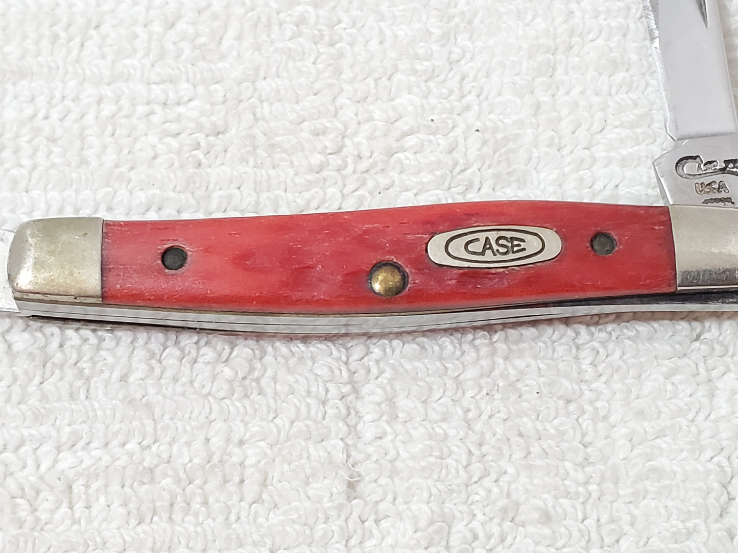 Vintage 1980's Case XX DR6333 SS Smal Stockman Pocket Knife Red Bone 3 Blade