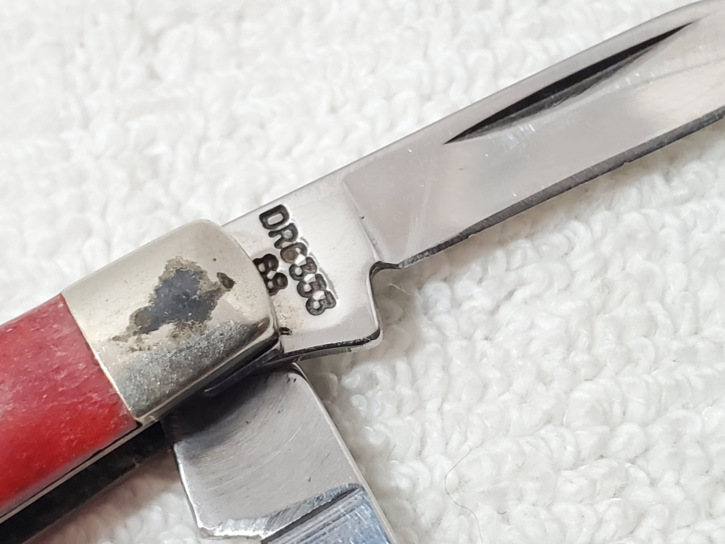 Vintage 1980's Case XX DR6333 SS Smal Stockman Pocket Knife Red Bone 3 Blade