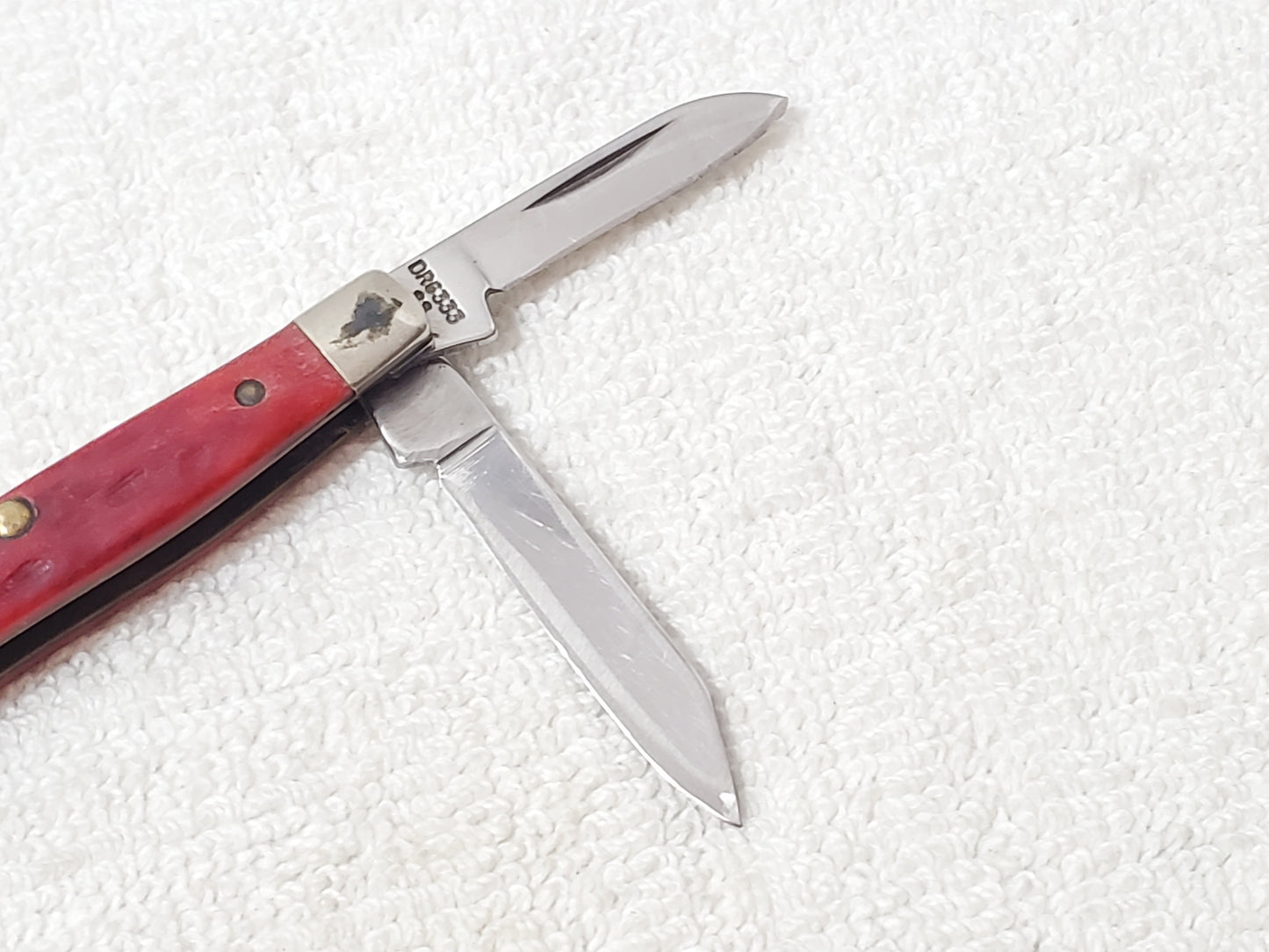 Vintage 1980's Case XX DR6333 SS Smal Stockman Pocket Knife Red Bone 3 Blade