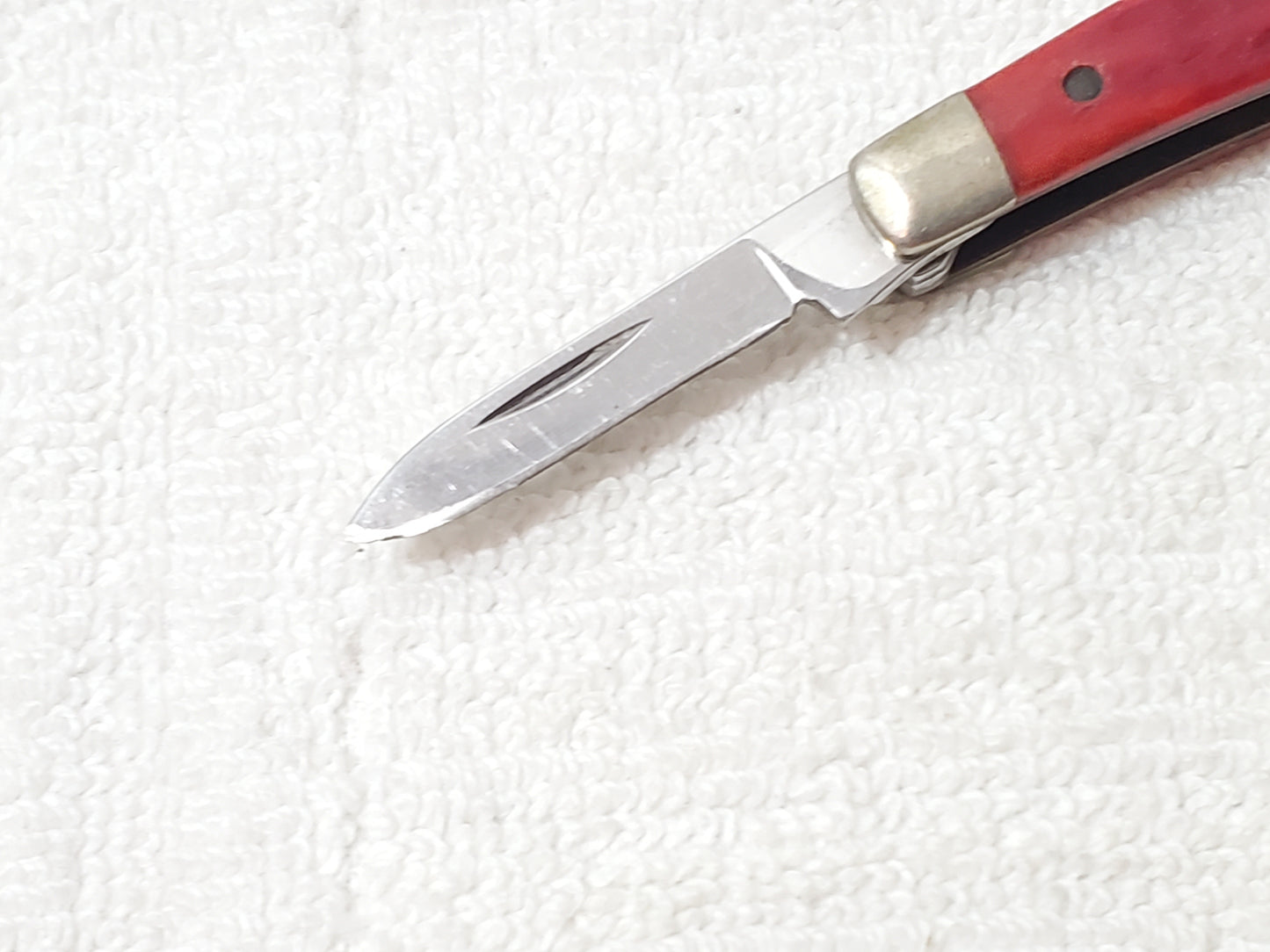 Vintage 1980's Case XX DR6333 SS Smal Stockman Pocket Knife Red Bone 3 Blade